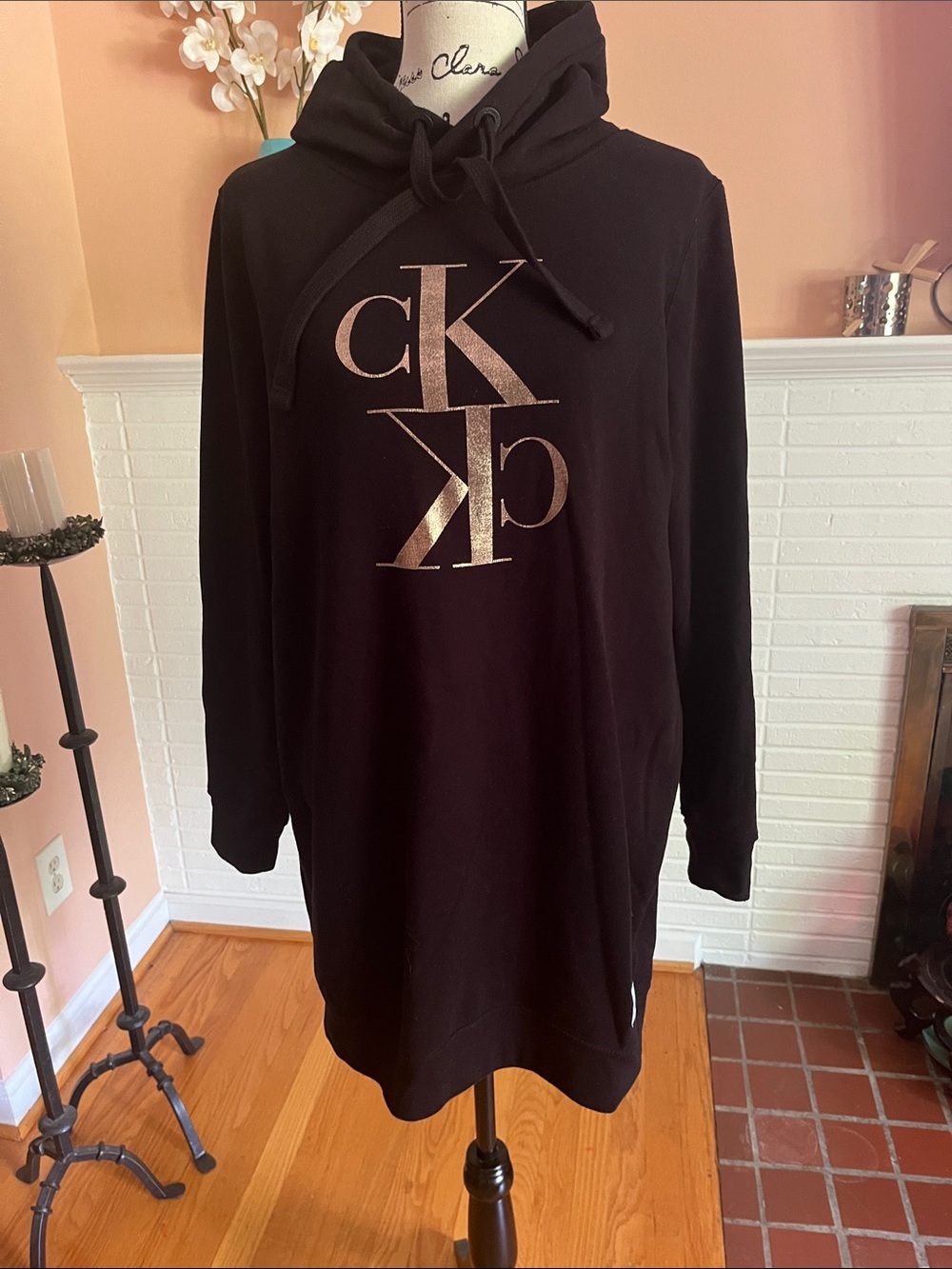 Black Cotton-Blend Sweatshirt Dress by Calvin Klein Jeans.